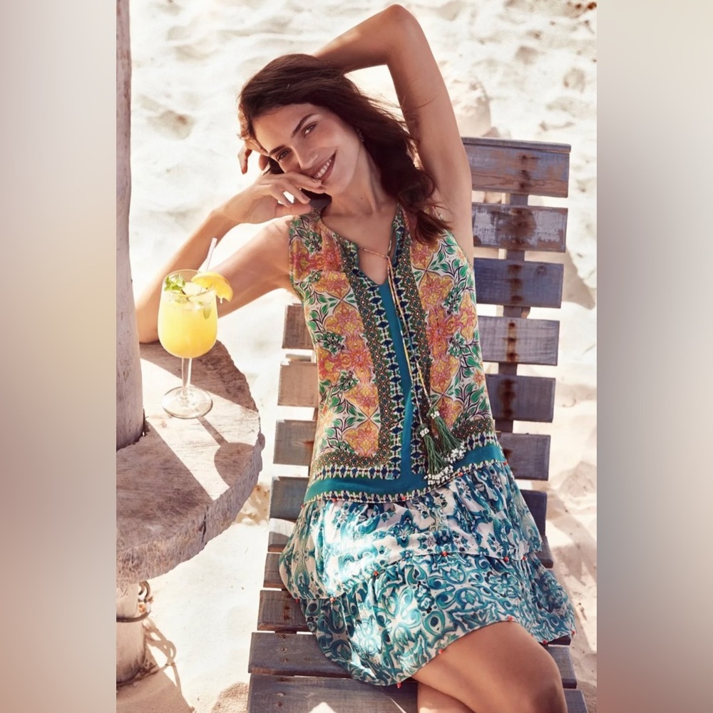 Anthropologie "Hemant and Nandita" NEW XS Moana sleeveless beaded dress